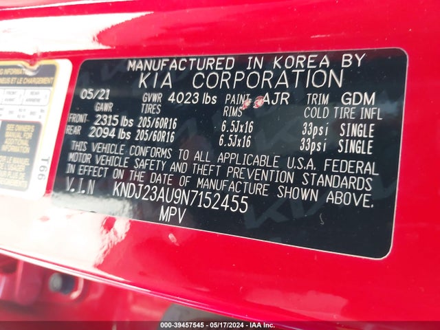 KIA SOUL LX 2022 KNDJ23AU9N7152455 Image 9
