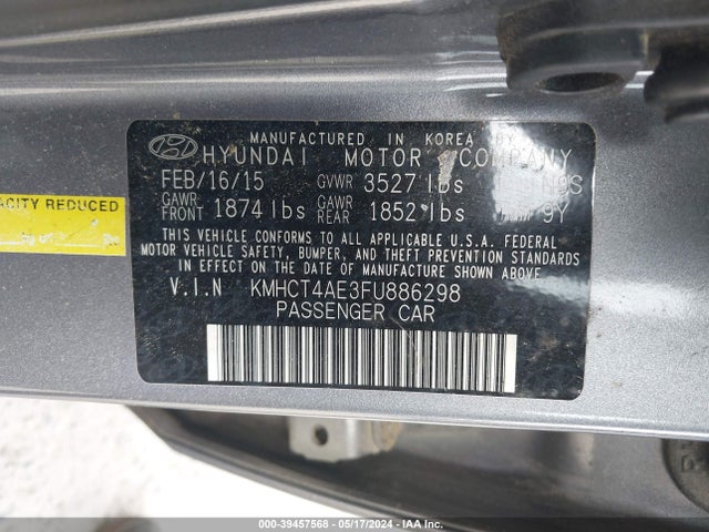 Hyundai ACCENT GLS 2015 KMHCT4AE3FU886298 Image 9