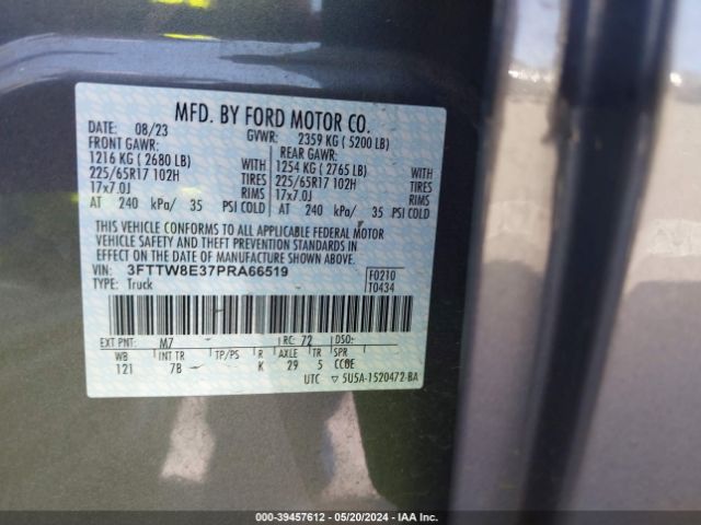 3FTTW8E37PRA66519 Ford Maverick Xlt