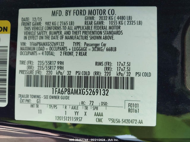 Ford Mustang V6 2016 1FA6P8AMXG5269132 Image 9