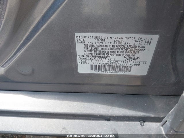 Nissan Kicks S Xtronic Cvt 2022 3N1CP5BV3NL502223 Image 9