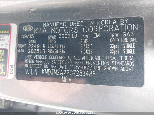 KIA Soul 2016 KNDJN2A22G7283486 Image 9