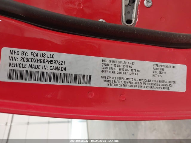 Dodge CHARGER GT 2023 2C3CDXHG0PH597821 Image 9