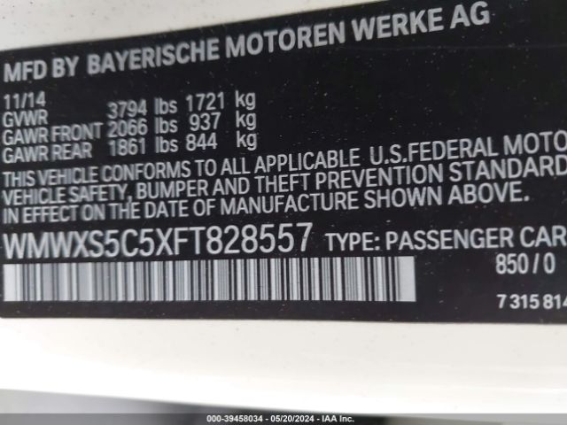 WMWXS5C5XFT828557 Mini Hardtop Cooper