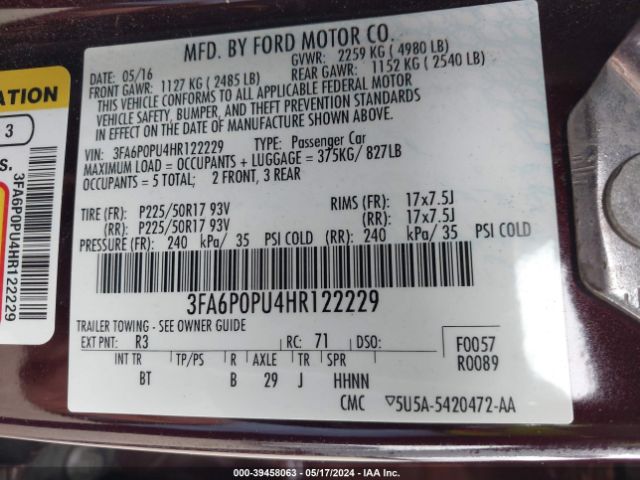 3FA6P0PU4HR122229 Ford Fusion Energi Se Luxury