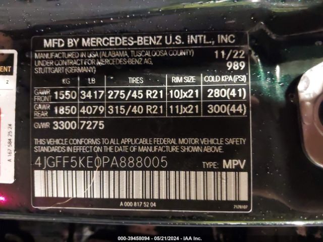 4JGFF5KE0PA888005 Mercedes-Benz Gls 450 4matic