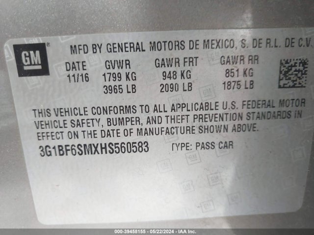 Chevrolet Cruze Premier Auto 2017 3G1BF6SMXHS560583 Image 9