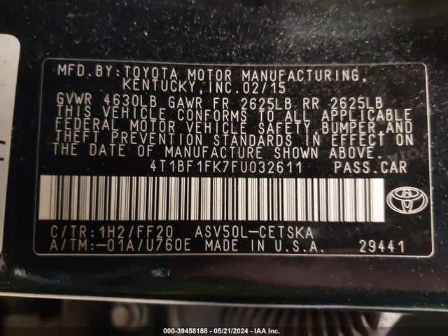 Toyota CAMRY SE 2015 4T1BF1FK7FU032611 Image 9