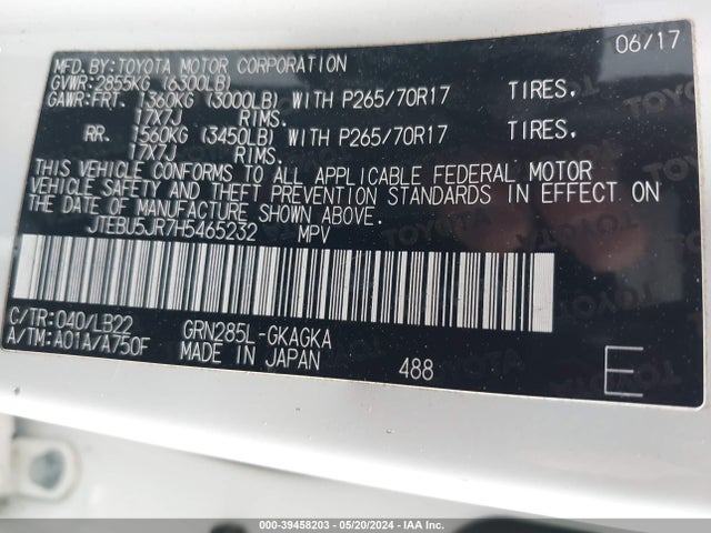 Toyota 4runner Sr5 Premium 2017 JTEBU5JR7H5465232 Image 9