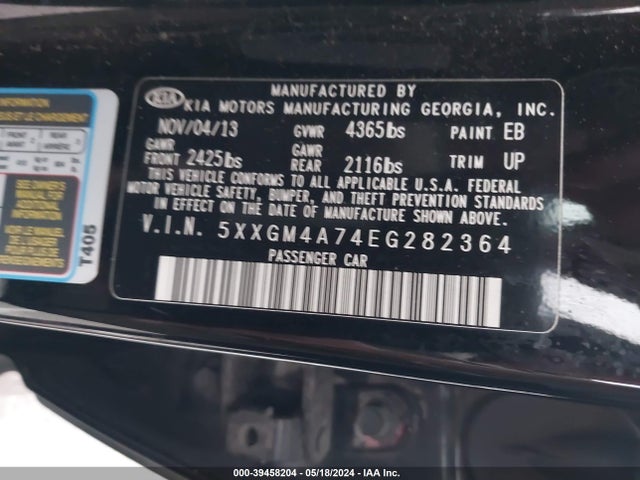 KIA Optima Lx 2014 5XXGM4A74EG282364 Image 9