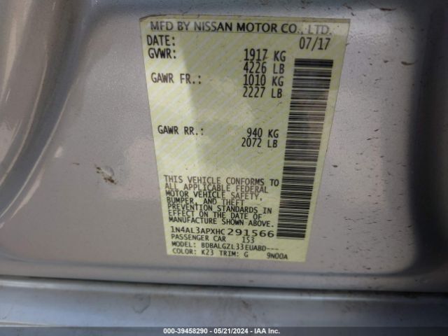 1N4AL3APXHC291566 Nissan Altima 2.5 S