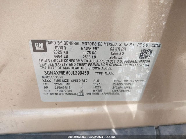 Chevrolet Equinox Premier 2018 3GNAXMEV0JL299450 Image 9
