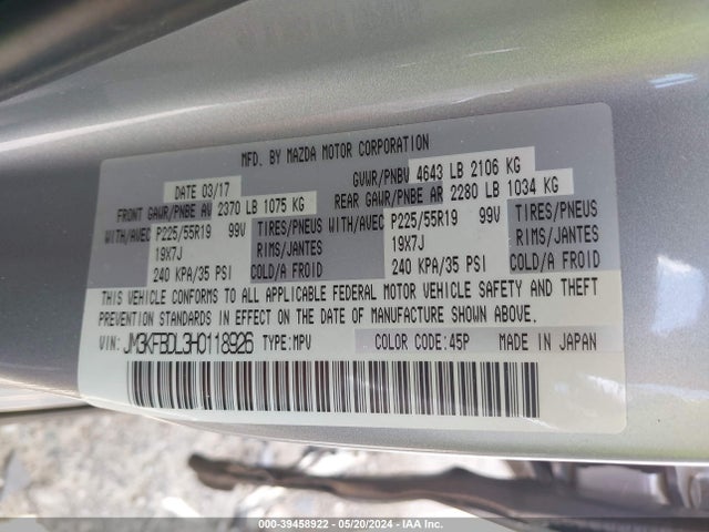 Mazda Cx-5 Grand Touring 2017 JM3KFBDL3H0118926 Image 9