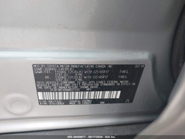 Toyota Rav4 Xle 2019 2T3P1RFV0KW027345 Image 9
