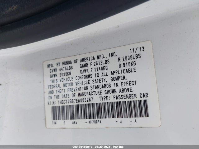 Honda Accord Ex-l V-6 2014 1HGCT2B87EA003287 Image 9