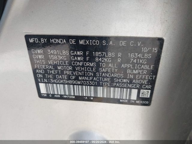 3HGGK5H89GM703301 Honda Fit Ex-l