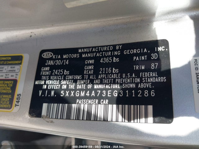 KIA Optima Lx 2014 5XXGM4A73EG311286 Image 9