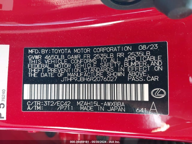 JTHP9JBH6R2076027 Lexus Ux 250h Premium