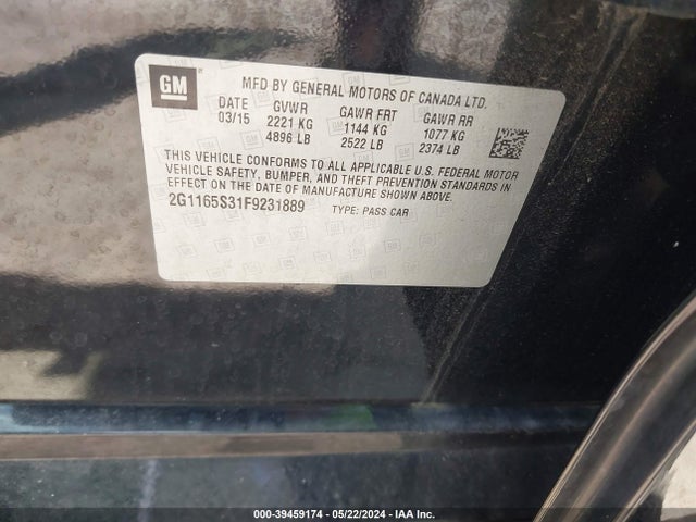 Chevrolet IMPALA 2LZ 2015 2G1165S31F9231889 Image 9