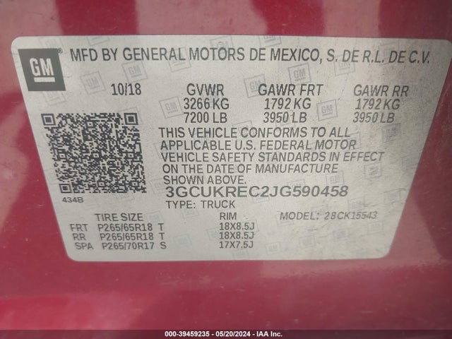Chevrolet Silverado 1500 2lt 2018 3GCUKREC2JG590458 Image 9