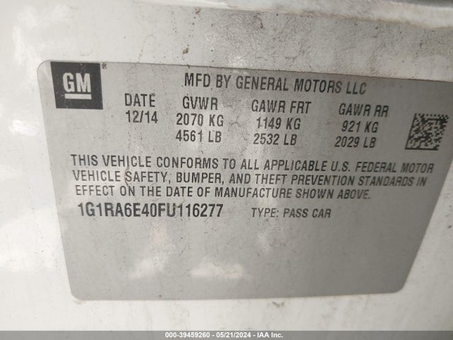 Chevrolet Volt 2015 1G1RA6E40FU116277 Image 9