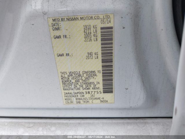 1N4AL3AP0EN387755 Nissan Altima 2.5 S