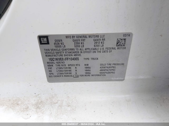 Chevrolet Silverado 2500hd Lt 2015 1GC1KVE81FF104965 Image 9