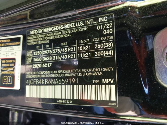 4JGFB4KB6NA659191 Mercedes-Benz Gle 350 4matic