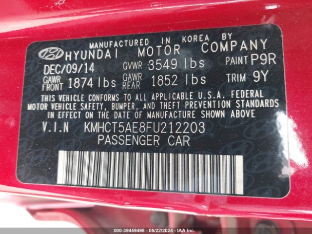 KMHCT5AE8FU212203 Hyundai ACCENT GS