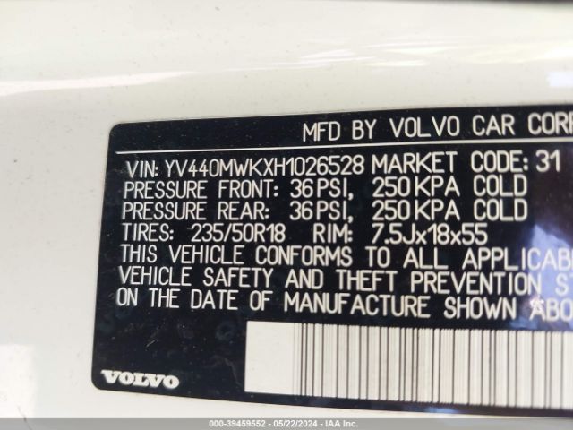 YV440MWKXH1026528 Volvo V60 Cross Country T5
