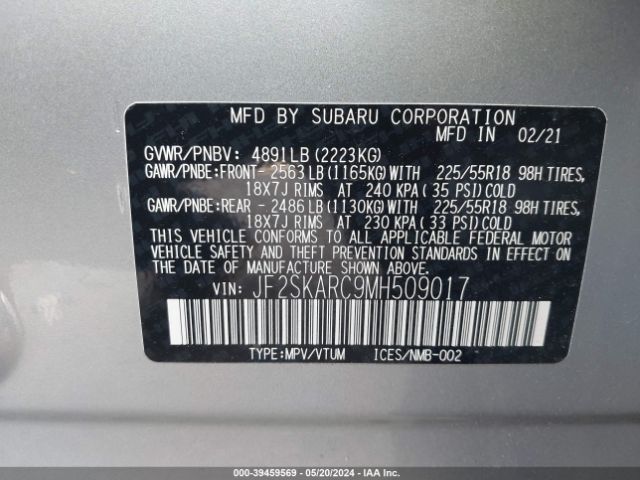 JF2SKARC9MH509017 Subaru Forester Sport