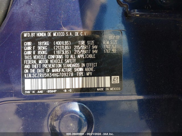 Honda HR-V LX 2017 3CZRU5H34HG709278 Image 9