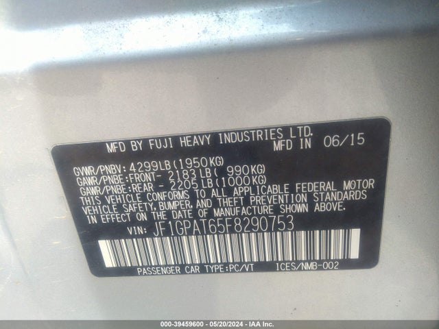 JF1GPAT65F8290753 Subaru Impreza 2.0i Sport Premium