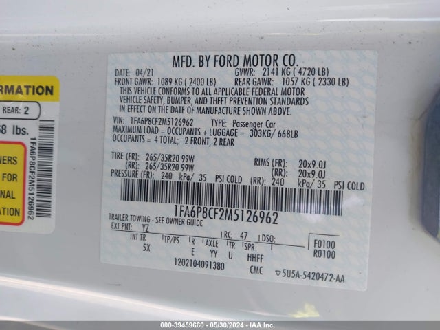 Ford Mustang Gt Premium Fastback 2021 1FA6P8CF2M5126962 Image 9