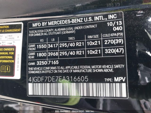 4JGDF7DE7EA316605 Mercedes-Benz Gl 550 4matic