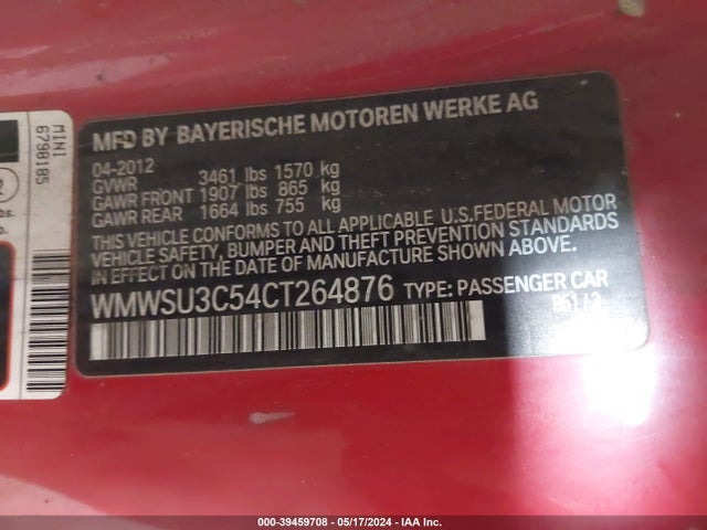 2012 MINI COOPER WMWSU3C54CT264876 Photo 8