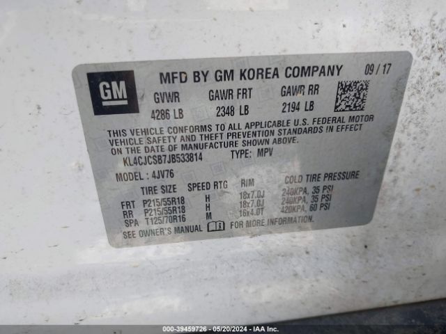 KL4CJCSB7JB533814 Buick Encore Essence