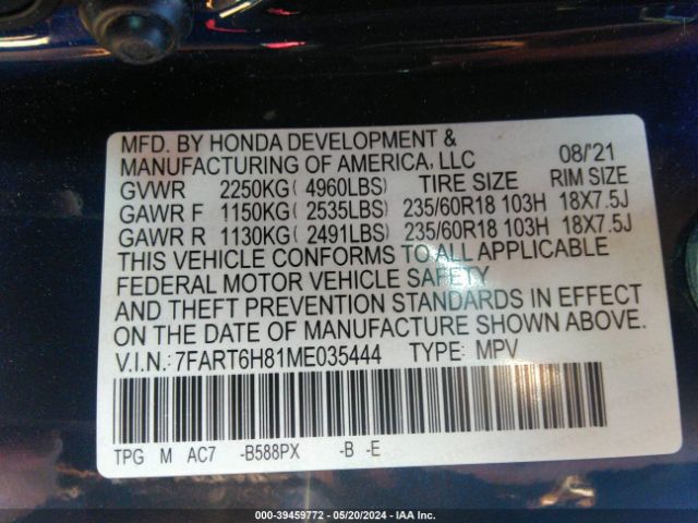 7FART6H81ME035444 Honda Cr-v Hybrid Ex-l