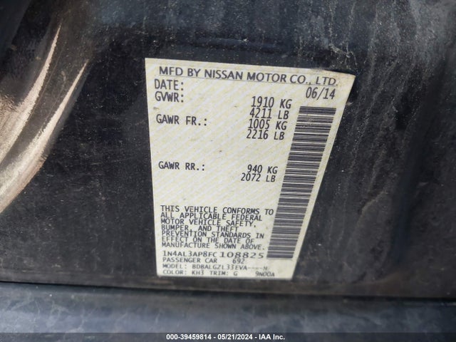Nissan Altima 2.5 S 2015 1N4AL3AP8FC108825 Image 9