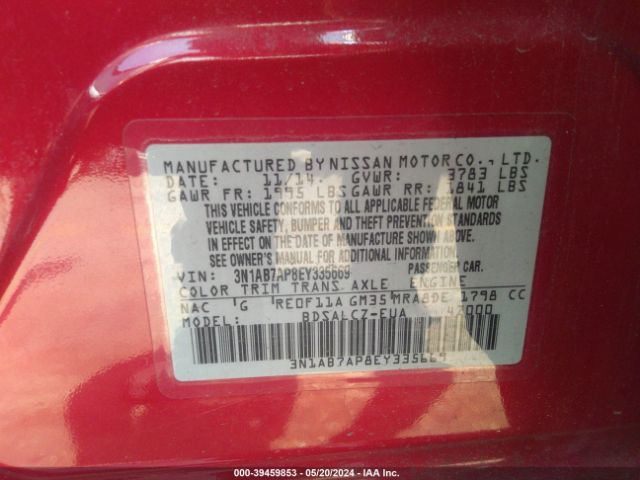 3N1AB7AP8EY335669 Nissan SENTRA S