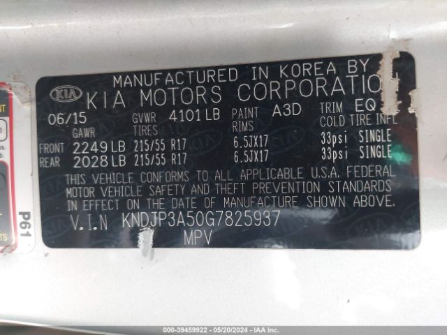 KNDJP3A50G7825937 KIA SOUL +