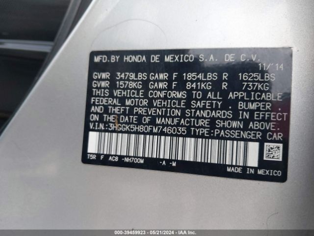 3HGGK5H80FM746035 Honda Fit Ex/ex-l