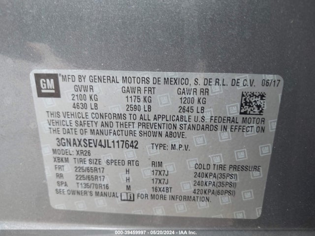 Chevrolet EQUINOX LT 2018 3GNAXSEV4JL117642 Image 9