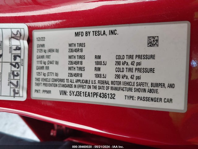 2023 TESLA MODEL 3 5YJ3E1EA1PF436132 Photo 8