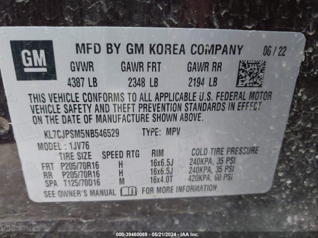 Chevrolet Trax Awd Lt 2022 KL7CJPSM5NB546529 Image 9