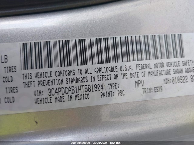 Dodge JOURNEY SE 2017 3C4PDCAB1HT581804 Image 9