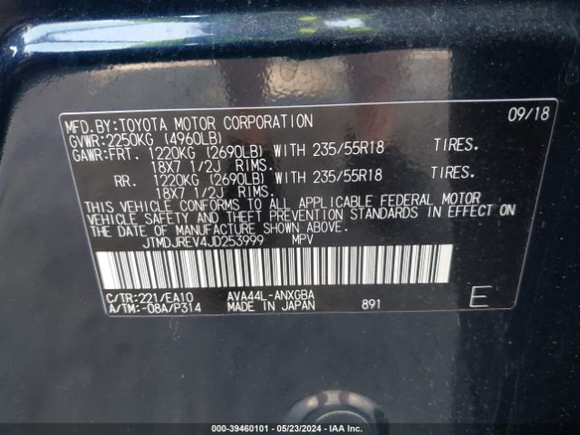 JTMDJREV4JD253999 Toyota Rav4 Hybrid Limited