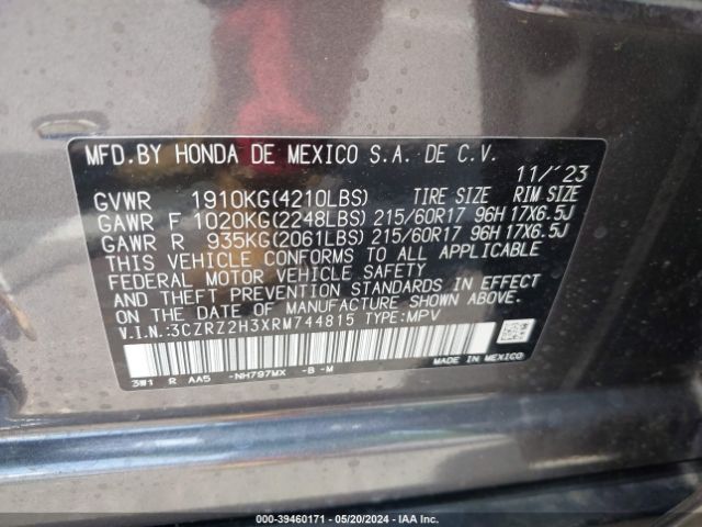 3CZRZ2H3XRM744815 Honda Hr-v Awd Lx