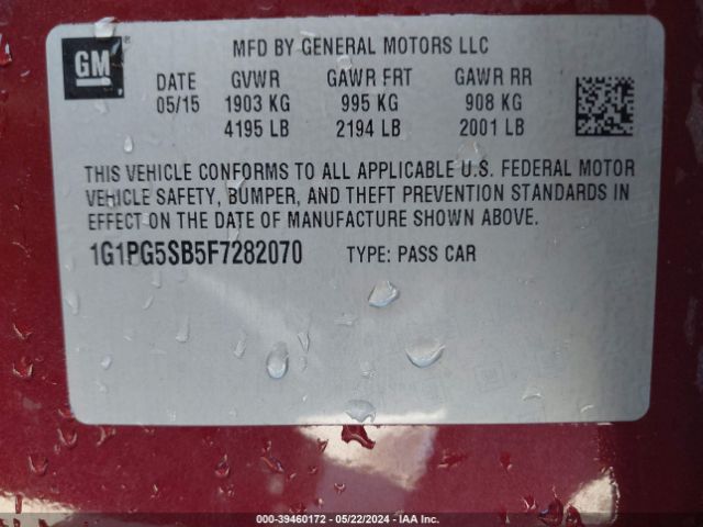 1G1PG5SB5F7282070 Chevrolet CRUZE LTZ