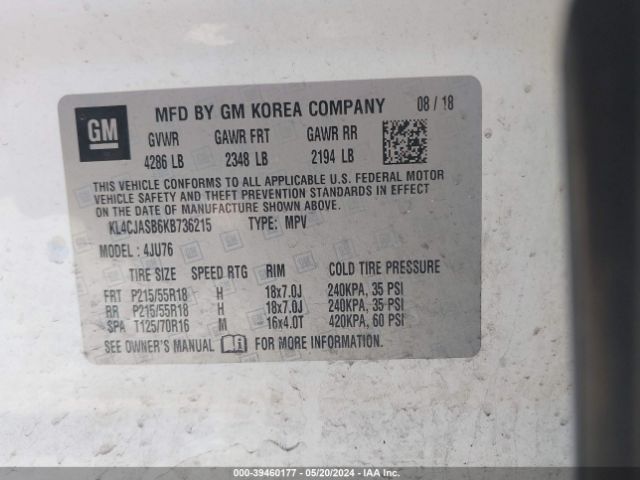 KL4CJASB6KB736215 Buick Encore Fwd Preferred